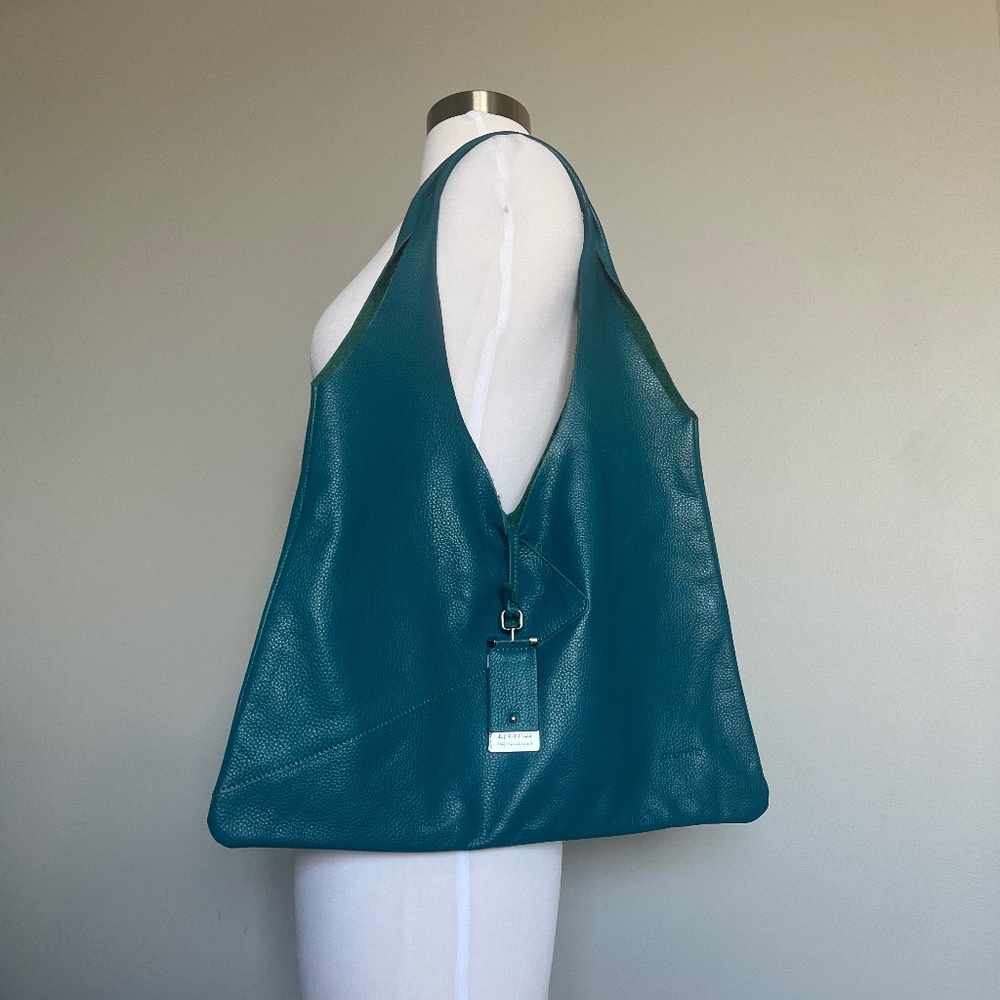 Cromia Leather Turquoise Teal Logo Casual Purse Shoulder Bag Tote